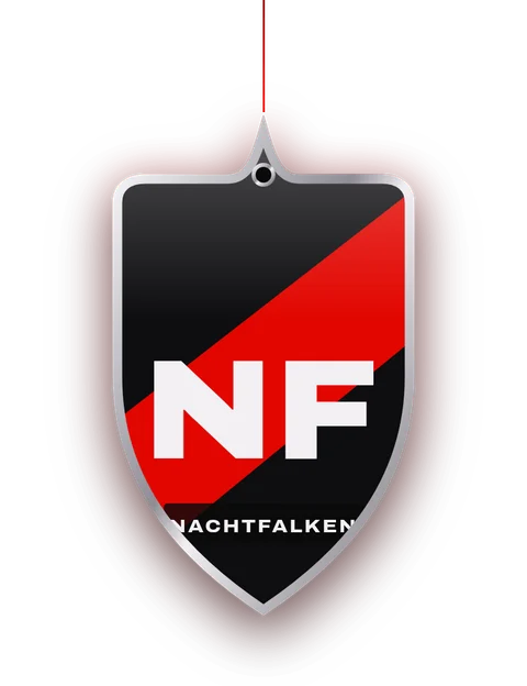 Duftanhänger Nachtfalken im Wappen-Schnitt mit Club-Motiv Nachtfalken (eigener Entwurf)